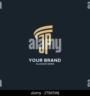 JP monogram with pillar icon design, luxury and modern legal logo design ideas vector graphic Stock Vector