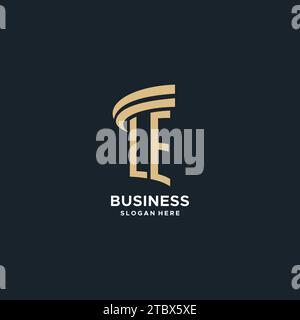 LE monogram with pillar icon design, luxury and modern legal logo design ideas vector graphic Stock Vector