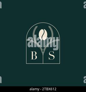BS Unique and simple logo design combination of letters and coffee bean Stock Vector