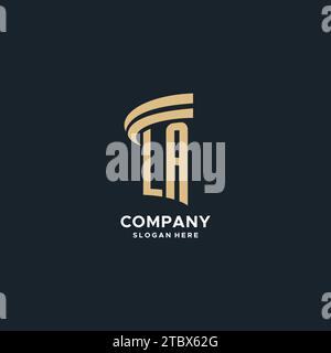 LA monogram with pillar icon design, luxury and modern legal logo design ideas vector graphic Stock Vector