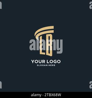 LB monogram with pillar icon design, luxury and modern legal logo design ideas vector graphic Stock Vector