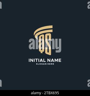 QS monogram with pillar icon design, luxury and modern legal logo design ideas vector graphic Stock Vector