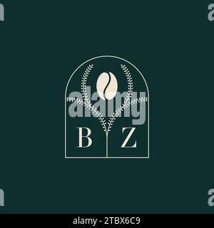 BZ Unique and simple logo design combination of letters and coffee bean Stock Vector