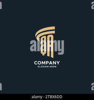 QA monogram with pillar icon design, luxury and modern legal logo design ideas vector graphic Stock Vector