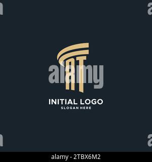 RT monogram with pillar icon design, luxury and modern legal logo design ideas vector graphic Stock Vector