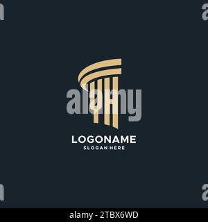 YH monogram with pillar icon design, luxury and modern legal logo design ideas vector graphic Stock Vector