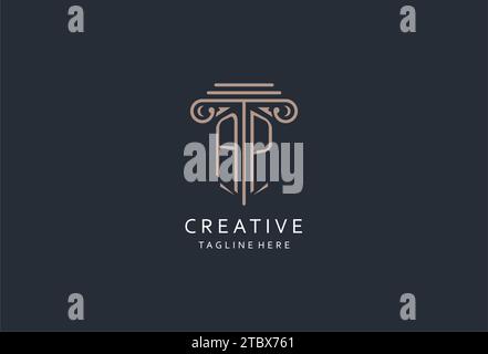 AP monogram logo with pillar shape icon, luxury and elegant design logo for law firm initial style logo design ideas Stock Vector