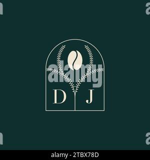 DJ Unique and simple logo design combination of letters and coffee bean Stock Vector