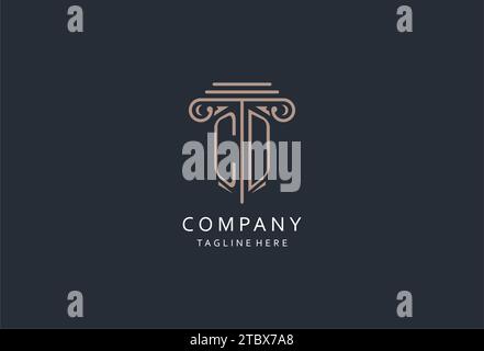 CD monogram logo with pillar shape icon, luxury and elegant design logo for law firm initial style logo design ideas Stock Vector