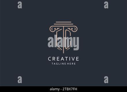 EC monogram logo with pillar shape icon, luxury and elegant design logo for law firm initial style logo design ideas Stock Vector