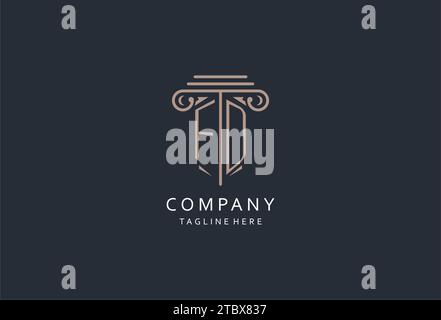 FD monogram logo with pillar shape icon, luxury and elegant design logo for law firm initial style logo design ideas Stock Vector