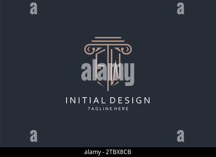 FW monogram logo with pillar shape icon, luxury and elegant design logo for law firm initial style logo design ideas Stock Vector