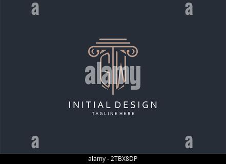 GW monogram logo with pillar shape icon, luxury and elegant design logo for law firm initial style logo design ideas Stock Vector