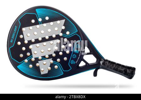 Italy - June 23, 2023: Adidas paddle racket, padel tennis racket isolated on white Stock Photo