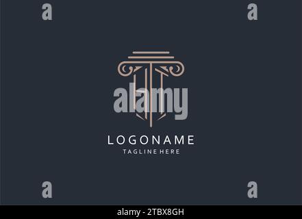 HT monogram logo with pillar shape icon, luxury and elegant design logo for law firm initial style logo design ideas Stock Vector