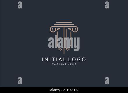 LU monogram logo with pillar shape icon, luxury and elegant design logo for law firm initial style logo design ideas Stock Vector