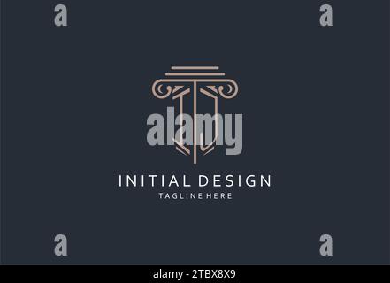 IJ monogram logo with pillar shape icon, luxury and elegant design logo for law firm initial style logo design ideas Stock Vector