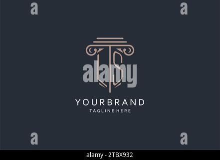 LS monogram logo with pillar shape icon, luxury and elegant design logo for law firm initial style logo design ideas Stock Vector