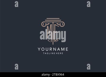 ME monogram logo with pillar shape icon, luxury and elegant design logo for law firm initial style logo design ideas Stock Vector