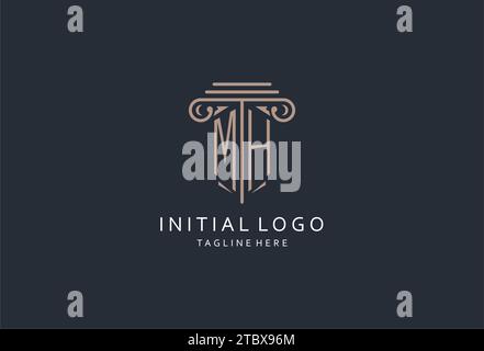 MH initial pillar logo, elegant and luxury law firm logo design ideas ...