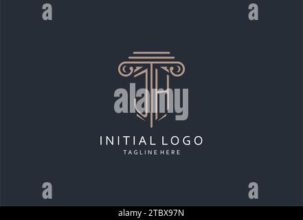 JH monogram logo with pillar shape icon, luxury and elegant design logo for law firm initial style logo design ideas Stock Vector