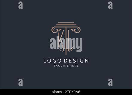 KL monogram logo with pillar shape icon, luxury and elegant design logo for law firm initial style logo design ideas Stock Vector