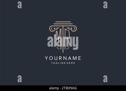 MR initial with pillar shape logo design, creative monogram logo design ...