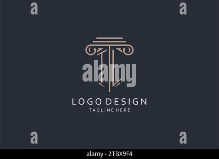 TL monogram logo with pillar shape icon, luxury and elegant design logo for law firm initial style logo design ideas Stock Vector
