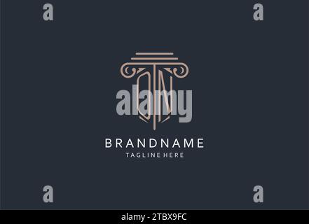 ON monogram logo with pillar shape icon, luxury and elegant design logo for law firm initial style logo design ideas Stock Vector