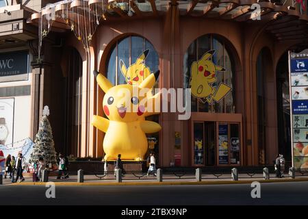 Shanghai, China. 09th Dec, 2023. A Pokemon Pikachu is being seen on the Nanjing Road Pedestrian Street in Shanghai, China, on December 8, 2023. (Photo by Costfoto/NurPhoto) Credit: NurPhoto SRL/Alamy Live News Stock Photo