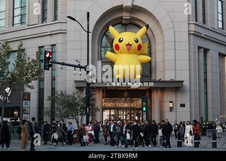 Shanghai, China. 09th Dec, 2023. A Pokemon Pikachu is being seen on the Nanjing Road Pedestrian Street in Shanghai, China, on December 8, 2023. (Photo by Costfoto/NurPhoto) Credit: NurPhoto SRL/Alamy Live News Stock Photo