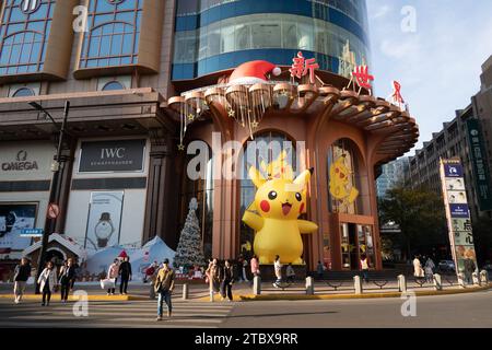 Shanghai, China. 09th Dec, 2023. A Pokemon Pikachu is being seen on the Nanjing Road Pedestrian Street in Shanghai, China, on December 8, 2023. (Photo by Costfoto/NurPhoto) Credit: NurPhoto SRL/Alamy Live News Stock Photo