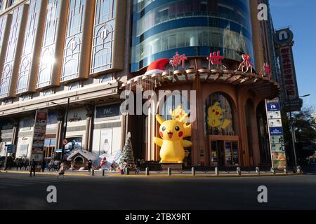 Shanghai, China. 09th Dec, 2023. A Pokemon Pikachu is being seen on the Nanjing Road Pedestrian Street in Shanghai, China, on December 8, 2023. (Photo by Costfoto/NurPhoto) Credit: NurPhoto SRL/Alamy Live News Stock Photo