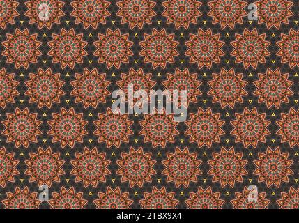 A high resolution image featuring a dark background adorned with an intricate pattern of small floral shapes Stock Photo