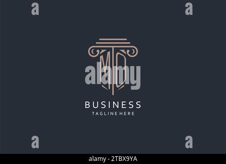MO monogram logo with pillar shape icon, luxury and elegant design logo for law firm initial style logo design ideas Stock Vector