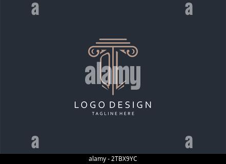 QL monogram logo with pillar shape icon, luxury and elegant design logo for law firm initial style logo design ideas Stock Vector