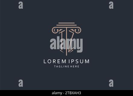 TZ monogram logo with pillar shape icon, luxury and elegant design logo for law firm initial style logo design ideas Stock Vector