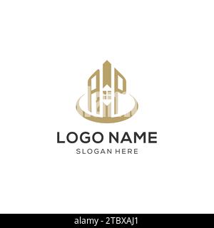 Initial AP logo with creative house icon, modern and professional real estate logo design vector graphic Stock Vector