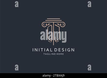 QJ monogram logo with pillar shape icon, luxury and elegant design logo for law firm initial style logo design ideas Stock Vector
