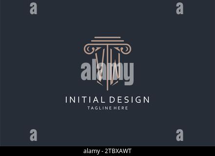 VW monogram logo with pillar shape icon, luxury and elegant design logo for law firm initial style logo design ideas Stock Vector