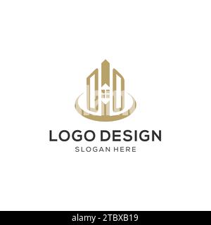 Initial DO logo with creative house icon, modern and professional real estate logo design vector graphic Stock Vector