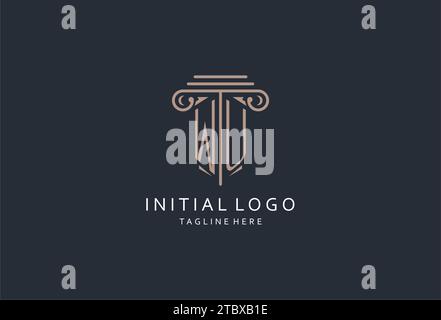 WU monogram logo with pillar shape icon, luxury and elegant design logo for law firm initial style logo design ideas Stock Vector
