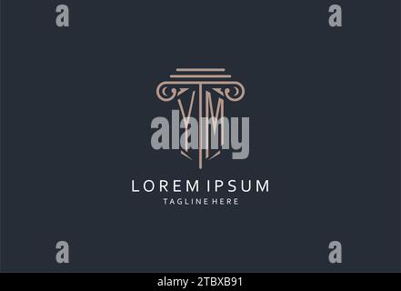 YM monogram logo with pillar shape icon, luxury and elegant design logo for law firm initial style logo design ideas Stock Vector