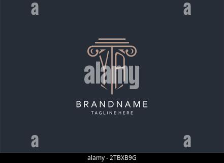 YA monogram logo with pillar shape icon, luxury and elegant design logo for law firm initial style logo design ideas Stock Vector