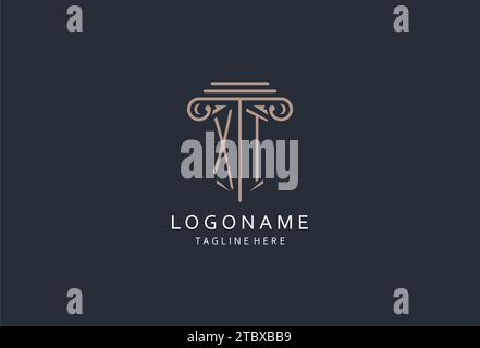 XT monogram logo with pillar shape icon, luxury and elegant design logo for law firm initial style logo design ideas Stock Vector