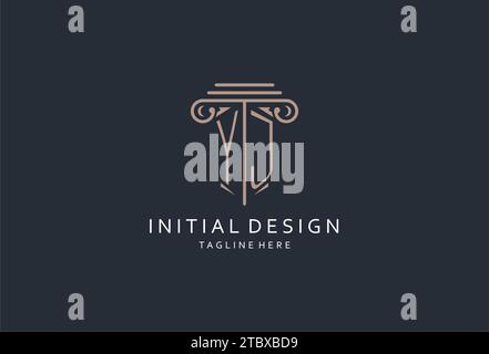 YJ monogram logo with pillar shape icon, luxury and elegant design logo for law firm initial style logo design ideas Stock Vector