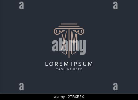 XM monogram logo with pillar shape icon, luxury and elegant design logo for law firm initial style logo design ideas Stock Vector