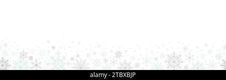 Christmas border with snowflakes vector on white. Stock Vector