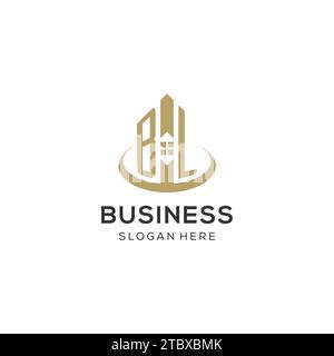 Initial BL logo with creative house icon, modern and professional real estate logo design vector graphic Stock Vector