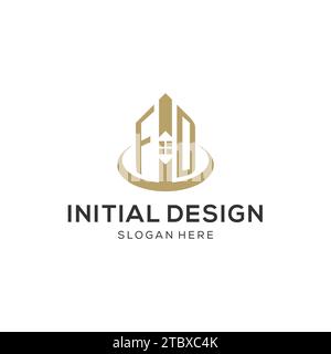 Initial FD logo with creative house icon, modern and professional real estate logo design vector graphic Stock Vector